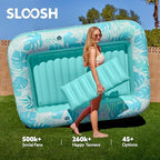 SLOOSH Inflatable Tanning Pool Lounger Float,85" x 57" Extra Large Pool Floats Adult with Pillow,4 in 1 Suntan Tub Raft Floatie,Sunbathing Bed Lounge Blow Up Ball Pit Party Gifts,XL-Cyan White
