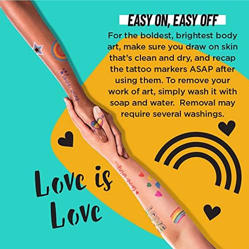 BIC BodyMark Temporary Tattoo Markers for Skin, Pride Pack, Flexible Brush Tip, 11-Count Pack of Assorted Colors, Skin-Safe, Cosmetic Quality