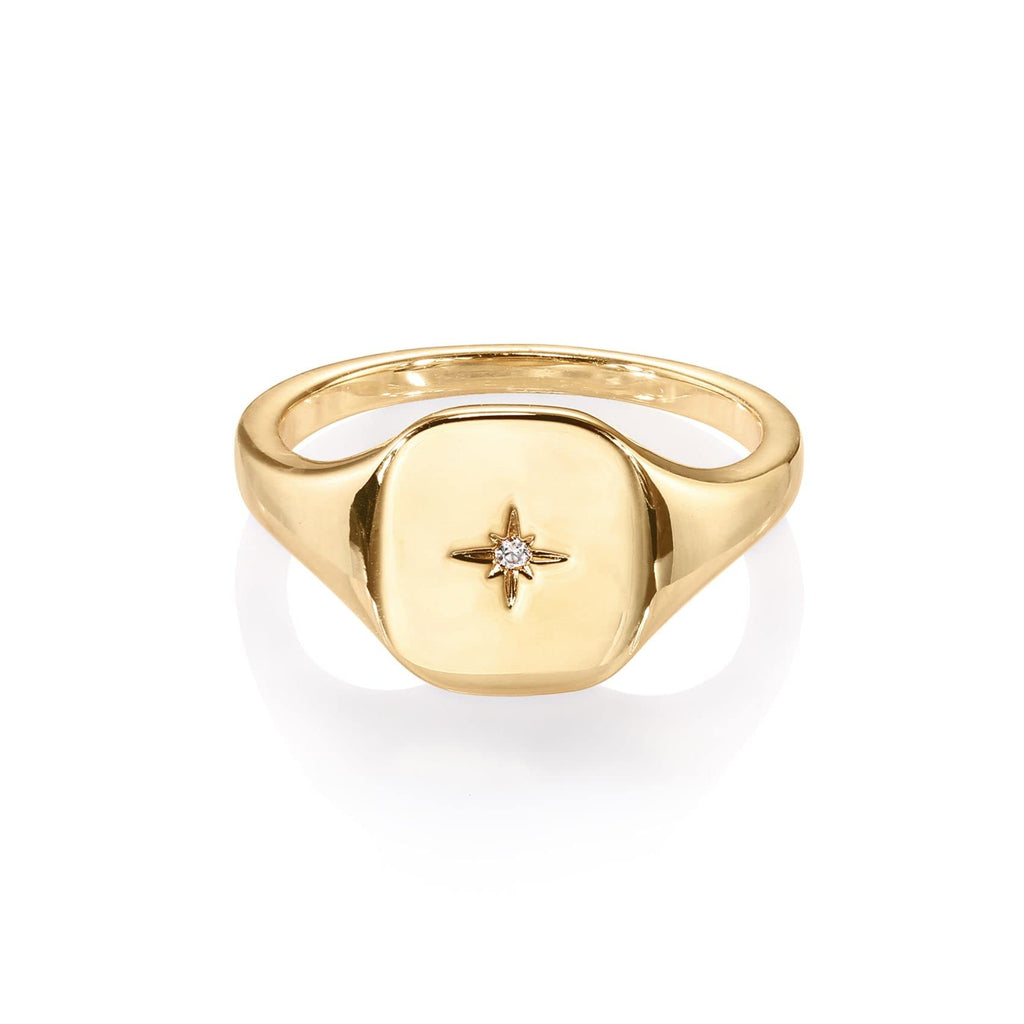 PAVOI 14K Gold Plated Bold Stackable Signet Ring - Yellow Gold