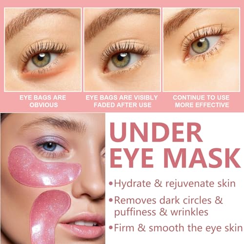 30 Pairs Lip Mask & Eye Mask,Under Eye Patches for Reducing Fine Lines & Dark Circles,Collagen Crystal Lip Patches for Lip Spa Daily Labial Masks Hydrating Lip Treatment Christmas Gifts