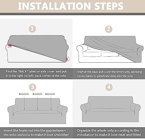 OQHAIR Stretch Prints Sofa Cover Dustproof Anti Slip Sofa Slipcover Universal with Skirt Sofa Cover for 3 Cushion Couch Furniture Protector Living Room -D-2Seat