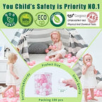 Pink Ball Pit Balls with Star Bals Heart Balls 100 - Crushproof Plasticballs for Babies Toddlers Kids Children for 1 2 3 4 5 Years Old,5 Colors,2.15inches