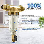SimPure 100/500 Micron Spin Down Sediment Filter, Reusable Whole House Sediment Water Filter, Pre-Filtration System for City/Well Water, 1" MNPT + 3/4" FNPT + 3/4" MNPT, BPA Free