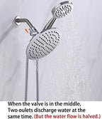 G-Promise Solid Metal Shower Arm Diverter with Holder for Hand Held Showerhead and Fixed Spray Head, G 1/2 3-Way Bathroom Universal Diverter System Replacement Part (Polished Chrome)