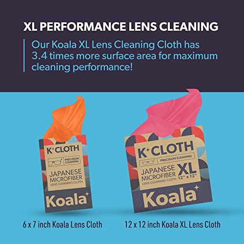 Koala Lens Cleaning Cloth | Japanese Microfiber | Glasses Cleaning Cloths | Eyeglass Lens Cleaner | Cloth Cleaners for Camera Glass Lenses and Screen Cleaning | Pink & Orange (Pack of 3)