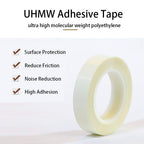 APT, UHMW (Ultra-high Molecular Weight) Polyethylene Tape, Resists Abrasion, Impact, for Surface Protection and Friction and Noise Reduction for Lining Sliding Surfaces. (2" x 5Yds, 10 Mil UHMW)