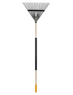 True Temper Steel Tine Leaf Rake with Hardwood/Steel Handle for Lawns, Gardening, and Dethatching, 22 Tines, Black