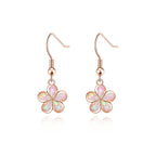 CiNily Rose Gold Plated Flower Dangle Drop Earrings Opal Earrings for Women