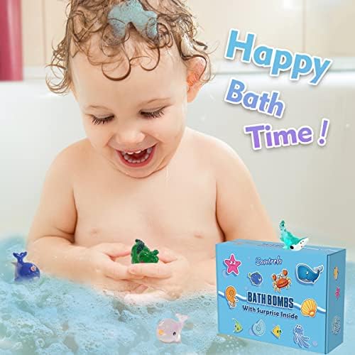 Bath Bombs for Kids with Surprise Toys Inside, 12 Pack Shell Kids Bath Bombs Gift Set for Girls Boys Birthday, Christmas, Halloween, Handmade Organic Bath Fizzy Bomb with Sea Animal for Children