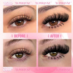 Fluffy Lash Clusters Kit with Bottom Lashes 320pcs Cluster Eyelash Extensions Kit Volume Individual Lashes Kit with Lash Bond and Seal Tweezers by ALPHONSE (150D+200D, 12-20mm)