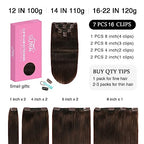 SUYYA Clip in Hair Extensions Real Human Hair,Human Hair Extensions Clip ins Straight Human Hair Clip ins Double Weft Hair Extensions Clip ins 7pcs 120g(18 inches #2 Darkest Brown)