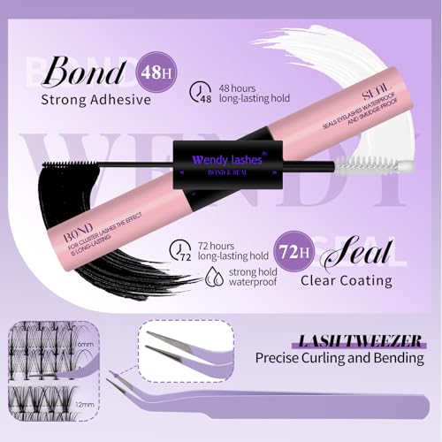 Lash Clusters Kit Fluffy Thick Volume Eyelash Clusters DIY False Eyelashes Wispy Individual Lashes D Curl Cluster Eyelash Extensions Comfortable Lash Extension by WENDY LASHES（40+50P-D-1218）