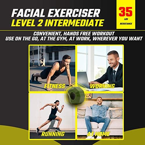 Jawzrsize Pop 'N Go Jaw, Face, and Neck Exerciser - Define Your Jawline, Slim and Tone Your Face, Look Younger and Healthier - Helps Reduce Stress and Cravings - Facial Exerciser (Intermediate Neon)