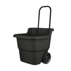 15 Gallon Rolling Garden Cart, Durable Resin Multi-Purpose Yard Cart, Retractable Handle and 7 Inch Wheels, Outdoor Utility Cart for Gardening, Lawn and Home Hauling (Black)