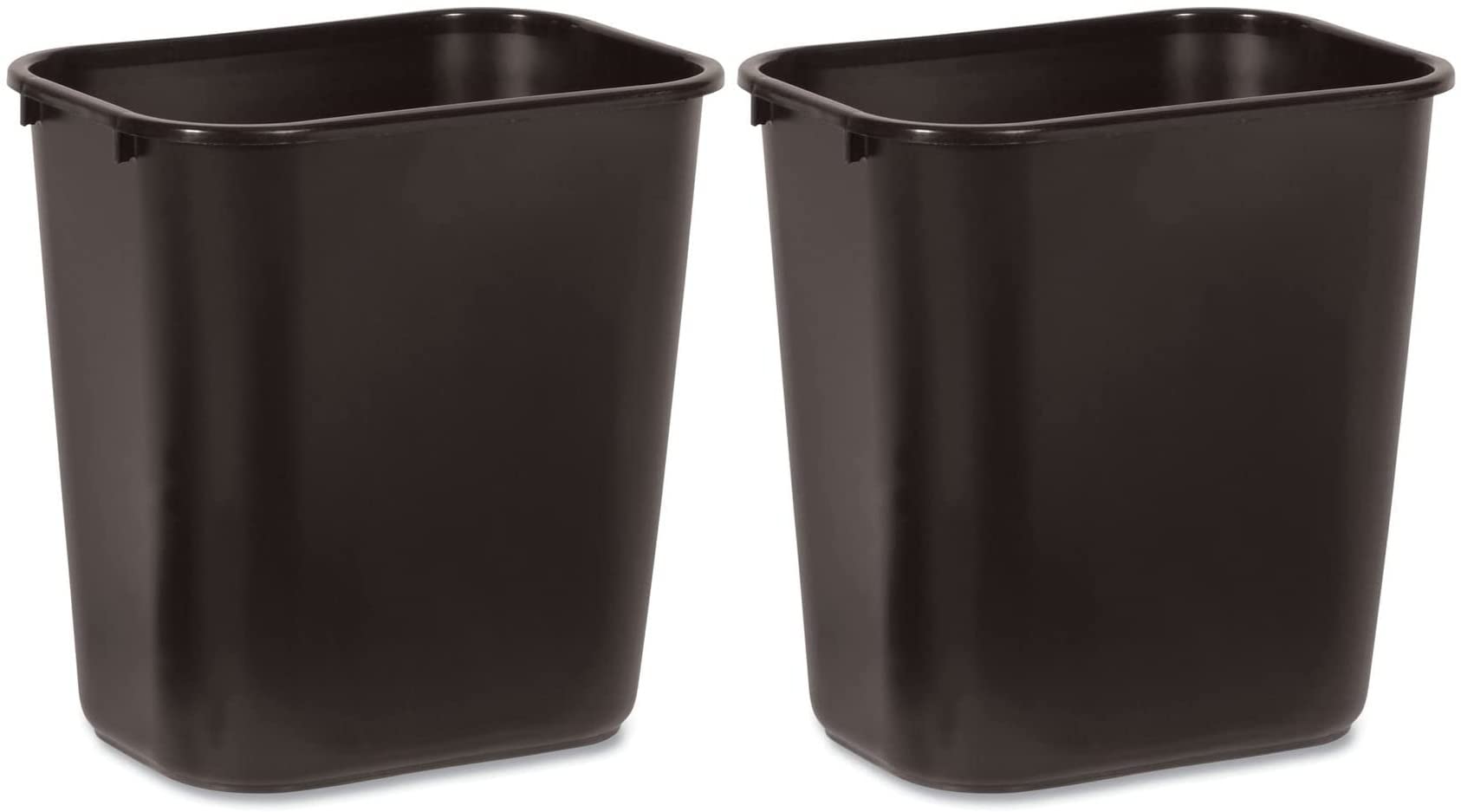 Rubbermaid Commercial 295600BK Deskside Plastic Wastebasket, Rectangular, 7 gal, Black (2)