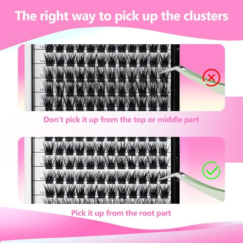 Mixed 8-12-14-16mm/8-10-12-14mm/10-12-14-16mm/14-15-16mm Wide Stem Individual False Eyelashes Soft Lightweight Volume Eyelashes Extensions Makeup Cluster Lashes (mixed 10-12-14-16mm)