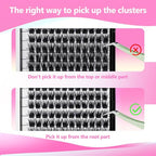 Mixed 8-12-14-16mm/8-10-12-14mm/10-12-14-16mm/14-15-16mm Wide Stem Individual False Eyelashes Soft Lightweight Volume Eyelashes Extensions Makeup Cluster Lashes (mixed 10-12-14-16mm)