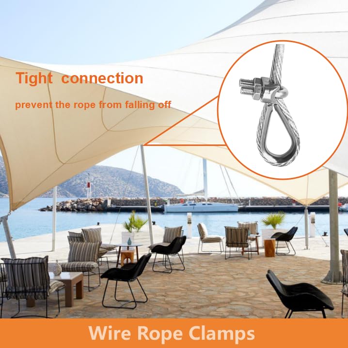 Lyrlidr 8 Pcs M8 Cable Clamps,Wire Rope Clamp,4 Pcs 5/16" Thimble