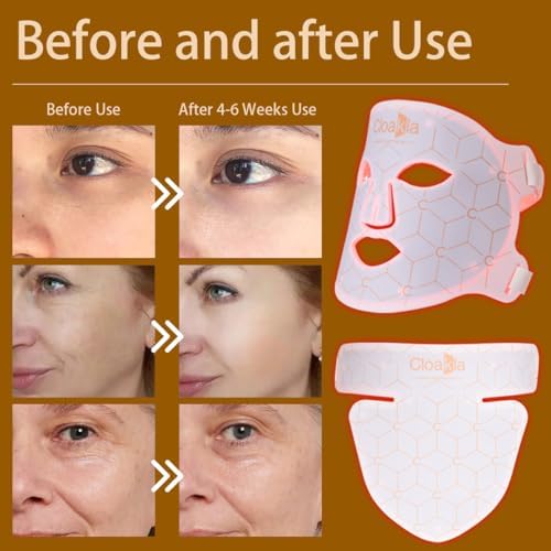 K11 LED Red Light Therapy Face Mask & Neck | 7-Color Rejuvenating Facial Skin Care Set | Portable Anti-Aging Mask for Home & Travel Use