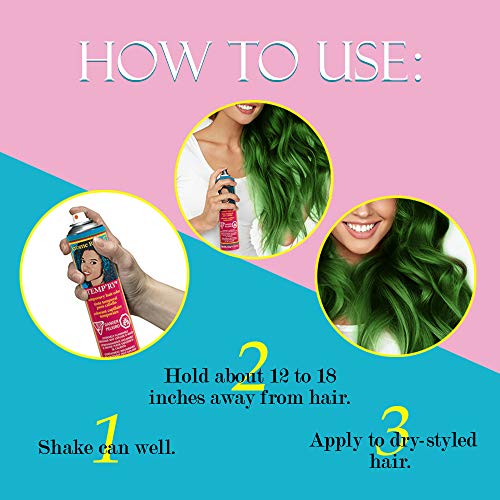 Jerome Russell Green Intense Spray-On Hair Color - Fast-Drying, Non-Sticky, Travel Size Vivid Hair Dye, 2.2 oz