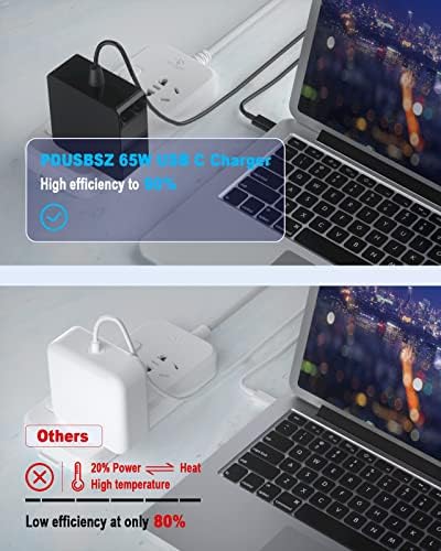 65W USB C Power Adapter, Fiattigear Type C Power PD Wall Fast Charger Compatible with Mac Book Pro, Dell Latitude, Lenovo, Huawei Matebook, HP Spectre, Acer Chromebook and Any Laptops or Smart Phones1