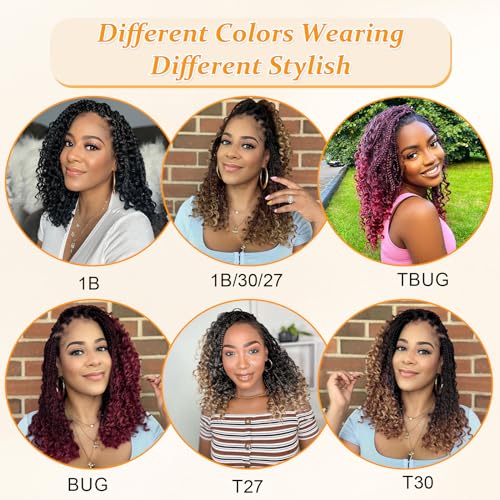 Goddess Box Braids Crochet Hair 10 Inch Boho Crochet Box Braids, 9 Packs Boho Box Braids Crochet Hair For Black Women Pre Looped Box Braids Crochet Hair (10Inch 9 Packs,TGrey)