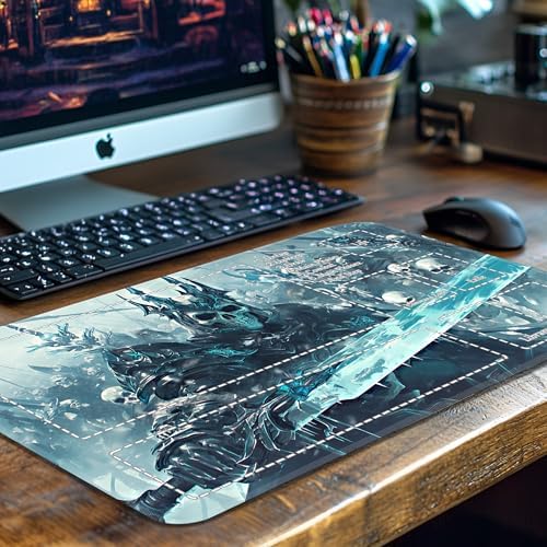 MTG Playmat Non-Slip Rubber Backing Printing Commander Board Game Desk Mat Duel Mat TCG PTCG Playmat 24x14 inches and Free Storage Bags (Skeleton Army with Zones)