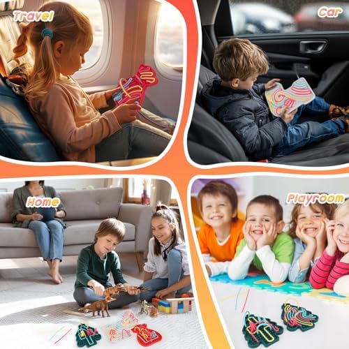 Christmas Sensory Activity Board Set, 3PCS Silicone Fidget Toy for ADHD and Autism, Sensory Toys with Christmas Tree, Stocking and Lucky Bag, Chirstmas Gifts for Kids 2+ with 54 Strings