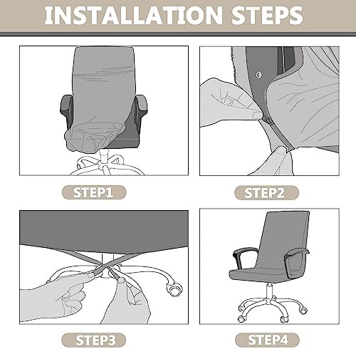 Relief Sculpture Office Chair Slipcovers for Rotating Office Computer Chair Cover with Zipper Universal Office Chair Cover Stretchable for Dogs -Light Gray-Large