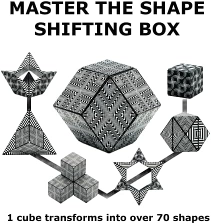 Shashibo Shape Shifting Box - Award-Winning, Patented Fidget Cube w/ 36 Rare Earth Magnets - Transforms Into Over 70 Shapes, Gift Box, Download Fun in Motion Toys Mobile App (Black & White, 2 Pack)