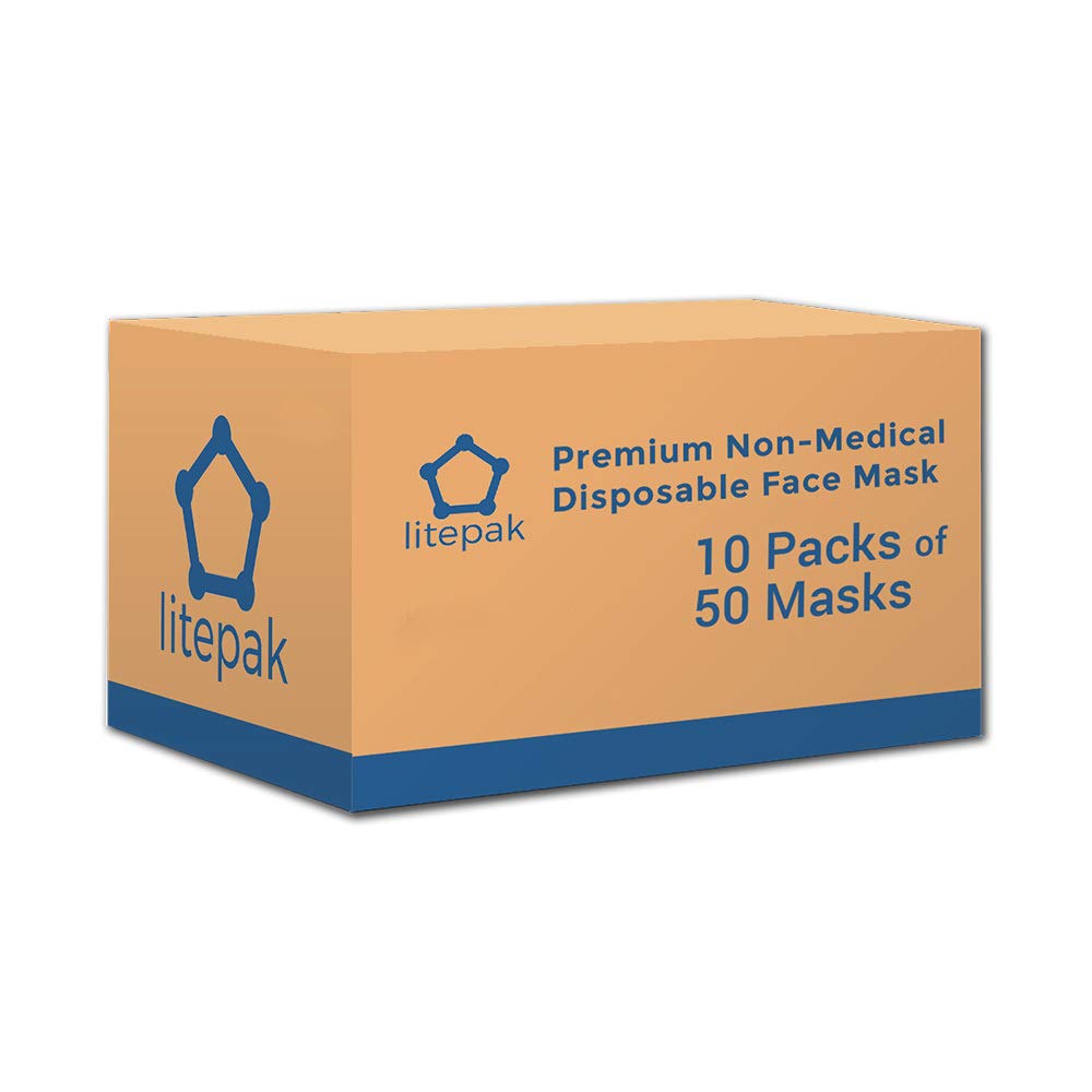 Litepak 500pcs Premium Disposable Face Mask SOFT 3ply - Individually Wrapped