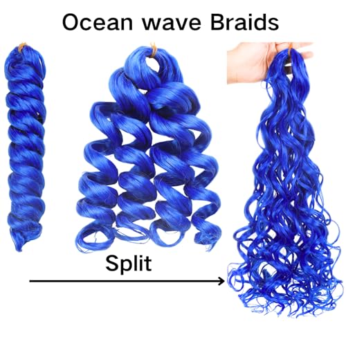 Blue Curly Braiding Hair Crochet Braids for Black Women Ocean Wave Braids Hair Extensions for Boho Braids Hypoallergenic Itch Free