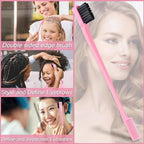 BRUSHZOO Hair Brush Set, Hair Brushes for Women Men kid Wet Dry All Hair Detangling Parting Styling, Brush Set with Detangler Brush, Edge Brush, Teasing brush, Rat Tail Comb (Pink)