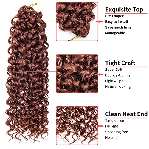 GoGo Curl Crochet Hair for Women Ginger Curly Crochet Hair Water Wave Crochet Hair Beach Curl Crochet Synthetic Hair Deep Wave Braiding Hair Extensions (18 inch(Pack of 2), 350)