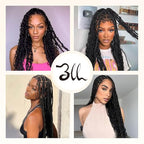 Pre-Divided Deep Wave Human Braiding Hair for Boho Braids Bulk Hair Pre-streached Human Braiding Hair Deep Wave For Black Women (Natural Black, 18 Inch - 80 Roots)