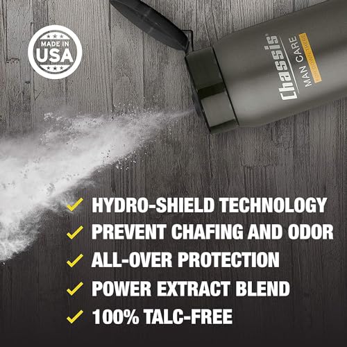 Chassis Ice Max Premium Body Powder for Men, Whole Body Deodorant, Odor-Absorbent, Talc-Free Anti-Chafing Powder for Groin & Sensitive Skin, Friction Defense & Odor Control, Original Fresh Scent