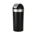 Umbra Venti Kitchen Trash Can, Swing Top Lid, 16 Gallon, Black/Nickel