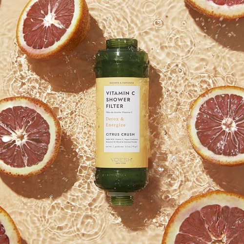 VOESH Vitamin C Shower Filter, Shower Aromatherapy, Water Purifier, Water Softener, Vegan Probiotics, Spa Shower Head, Water Filter, Shower Self-Care
