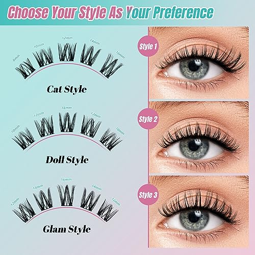Diy Lash Extension Kit Eyelash Clusters Individual Lashes Extensions Kits With Cluster Lashes Wispy,Lash Bond & Seal,Eyelashes Remover And Applicator at Home Lash Extensions Kit(ASA,D-Mix8-16mm kit)