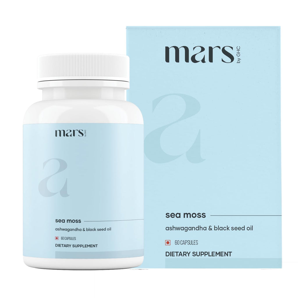Mars Sea Moss Caps Surge Natural (60N) | Packed with 84 Essential Minerals | Powered with Black Seed Oil, Surgemax & Vitamin D3 | Overall Well-Being - Pack of 3