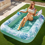 SLOOSH Inflatable Tanning Pool Lounger Float, 70" x 46" Pool Floats Adult with Pillow, 4 in 1 Suntan Tub Raft Floatie,Sunbathing Bed Lounge for Water Blow Up Kids Ball Pit Party Gifts, L-Cyan White