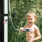 VINGLI Solar Heated Shower with Shower Head, Handhold/Foot Shower Tap for Outdoor Backyard Poolside Beach Pool Spa,Black (10.6 Gallon- Sliver&Black Surface)