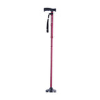 HurryCane Freedom Edition Foldable Walking Cane with T Handle - Enhanced Mobility Support - Patented SteadiGrip Base - Adjustable Height - Lightweight Foldable Design - Red