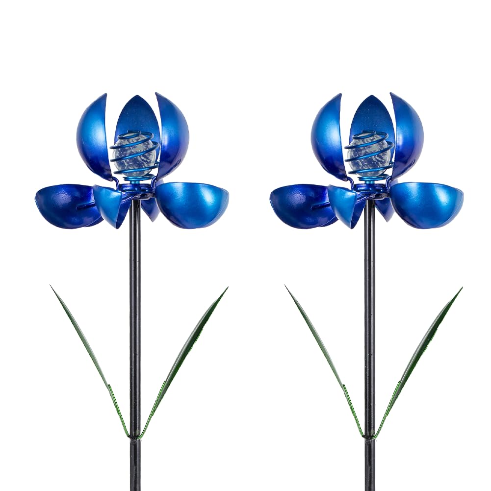 SATHGA Metal Wind Spinners Outdoor,2Pack Pinwheels for Yard and Garden, Decorative Garden Stakes for Patio,Lawn, Outdoor