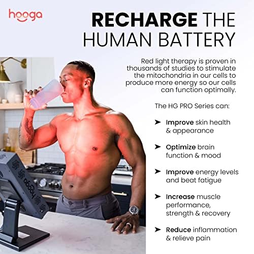 Hooga Red Light Therapy for Face and Body, Red Near Infrared Light with Timer and Stand. 60 Dual Chip LEDs. Flicker Free Clinical Grade Panel for Energy, Pain, Skin, Recovery, Performance. PRO300