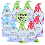 SpaLife 9-Pack Facial Masks for Skin Rejuvenation, Hydration, and Moisturizing - Beauty Face Mask Set for Women