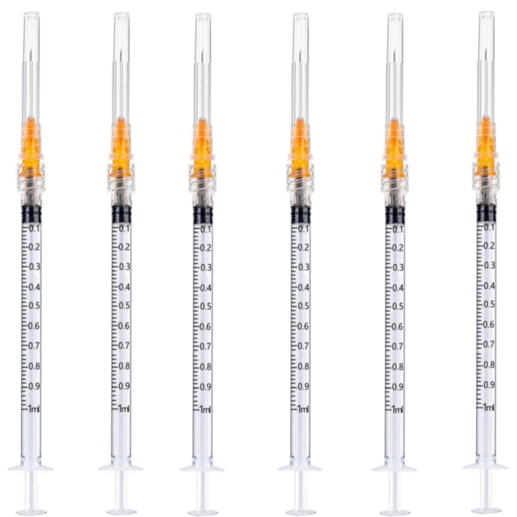 100 Pack 1ml 25 Gauge 5/8 Inch, for Scientific Labs, Industrial Dispensing and Liquid Measuring Supplies, Individually Sealed Packaging