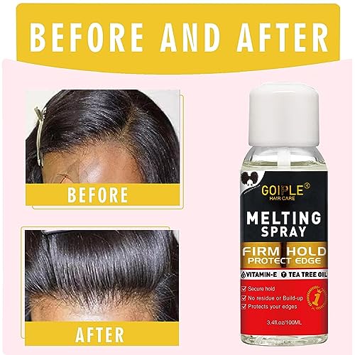 Lace Melting Spray Glue-Less Hair Adhesive for Wigs, Lace Bond Adhesive Spray Wig Melting Spray for Closure Front Extensions, Melting Spray for Lace Wigs Natural Finishing Hold Protect Edge Kit