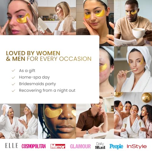 PLANTIFIQUE Gold Eye Patches for Puffy Eyes | 20 Pairs | Valentines Day Gifts Under Eye Masks for Dark Circles | Puffiness Eye Gels | Eye Mask Skincare
