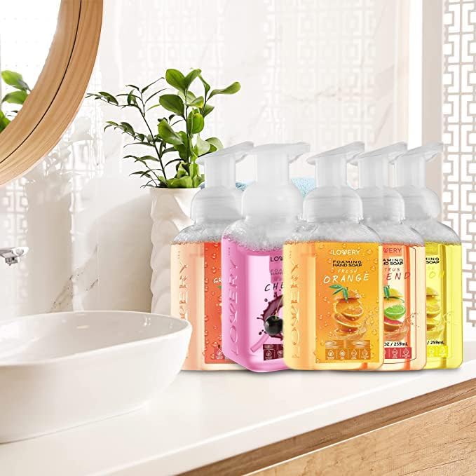 Foaming Hand Soap Pack of 10 - Moisturizing Hand Soap with Aloe Vera and Essential Oils - Alcohol-Free-Hand Wash in Citrus Blend, Lemon, Orange, Lime, Grapefruit Bath Soap Set